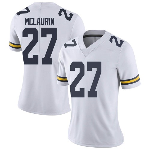 Tyler Mclaurin Michigan Wolverines Women's NCAA #27 White Limited Brand Jordan College Stitched Football Jersey FOB6254CA